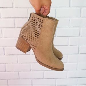 Madden Girl Brown Suede Ankle Booties Laser Cuts